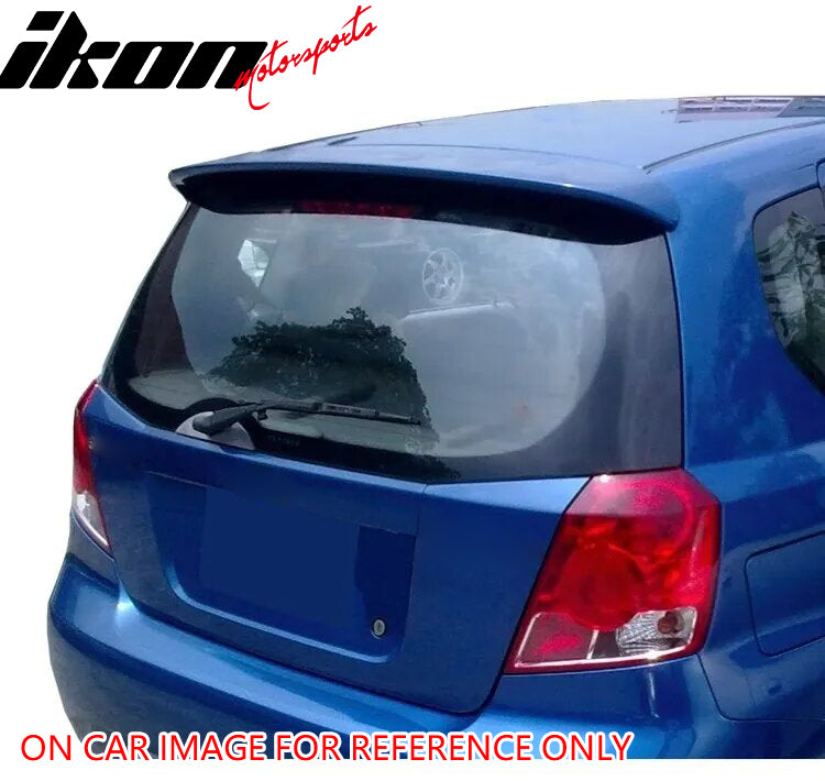 IKON MOTORSPORTS, Rear Window Roof Spoiler Compatible with 2004-2011 Chevrolet Aveo 5-Door Hatchback, Factory Mount Style Unpainted Fiberglass Top Roofline Windshield Visor Spoiler Wing