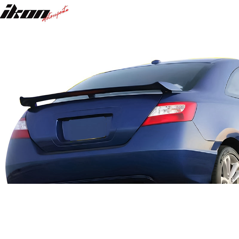 IKON MOTORSPORTS, Trunk Spoiler Compatible with 2006-2011 Honda Civic 2-Door Si, OEM Factory Style Gray Primer ABS Rear Trunk Lid Spoiler Wing Lip with 3rd Brake Light