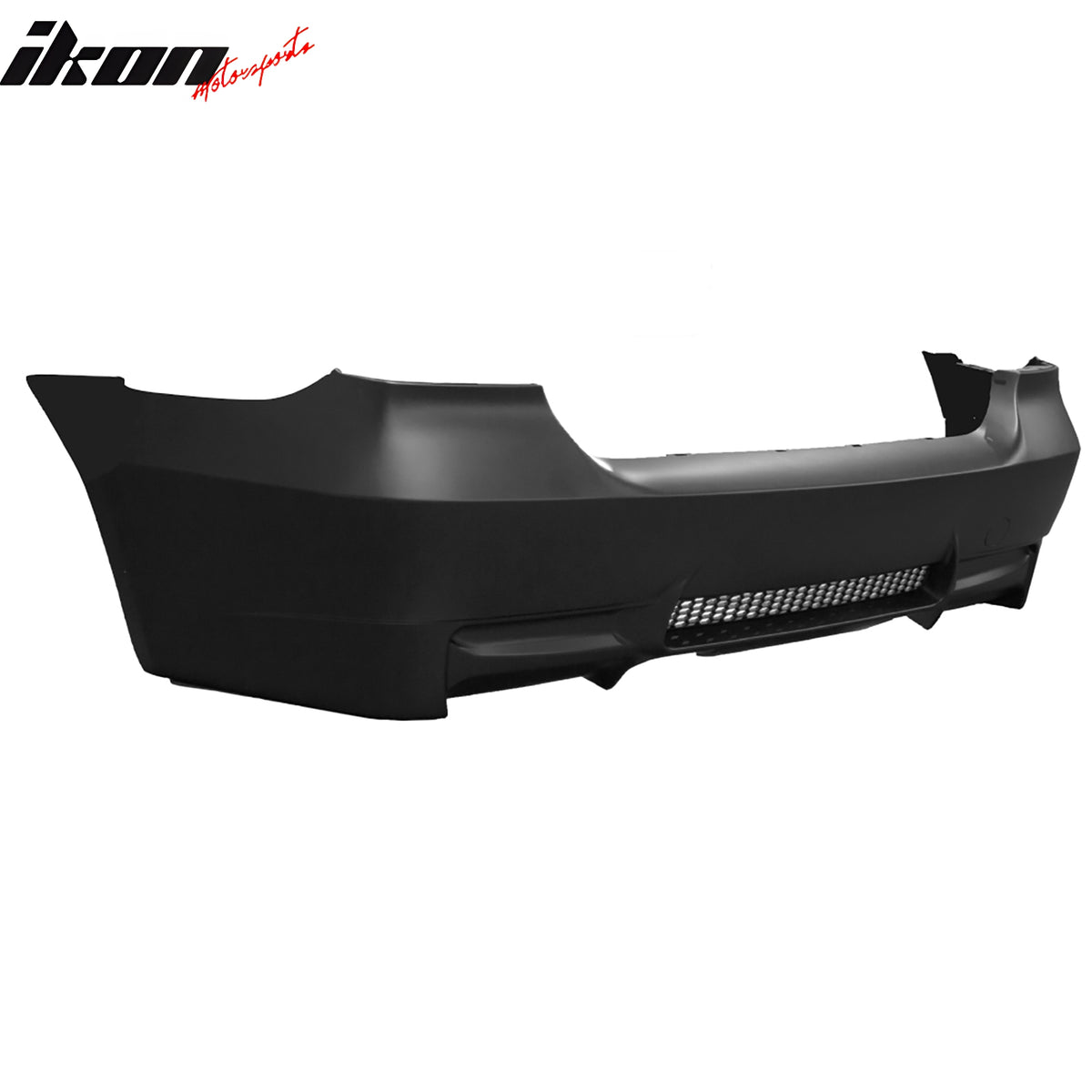 IKON MOTORSPORTS, Rear Bumper Cover Compatible With 2006-2011 BMW E90 3-Series 4-Door Sedan, Unpainted PP M3 Style Bumper Conversion Guard Protector Bodykit