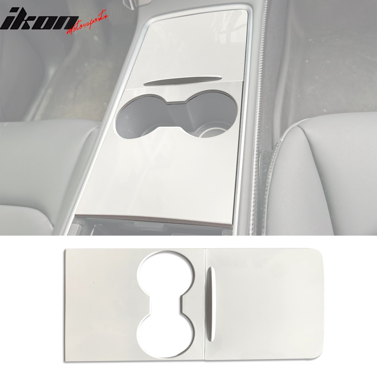 IKON MOTORSPORTS, Console Box Cover Compatible With 2021-2023 Tesla Model 3 & Model Y, ABS Storage Box Cover Trim 2PCS, 2022