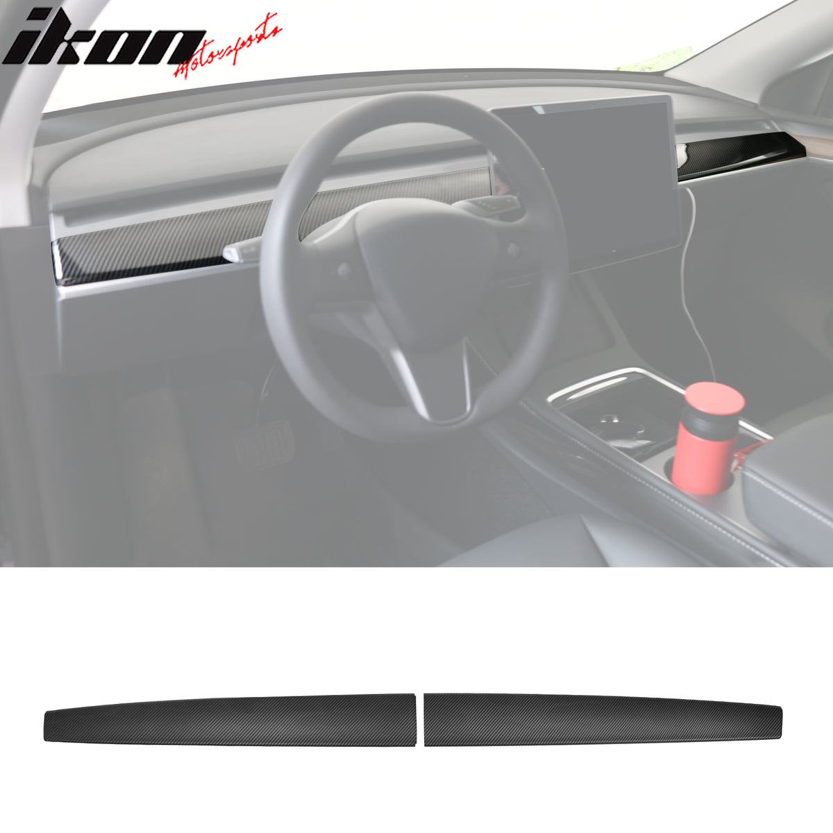 IKON MOTORSPORTS, Dashboard Wrap Cover Compatible With 2020-2023 Tesla Model Y & 2021-2023 Model 3, ABS 2PCS