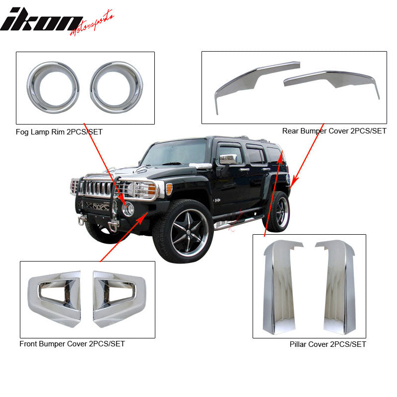 2006-2010 Hummer H3 Chrome Front & Rear Bumper Pillar Cover