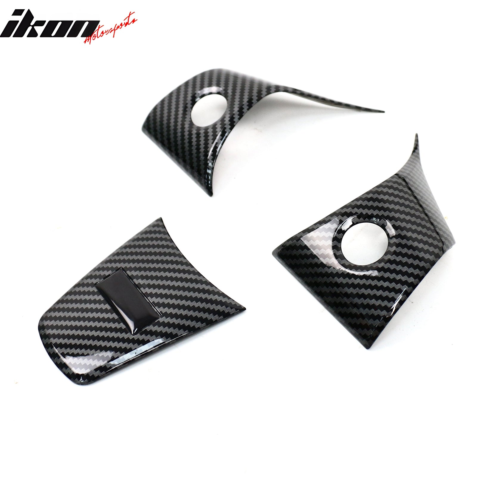 IKON MOTORSPORTS, Steering Wheel Cover Trims Compatible With 2017-2023 Tesla Model 3 & 2020-2023 Model Y, ABS 3PCS