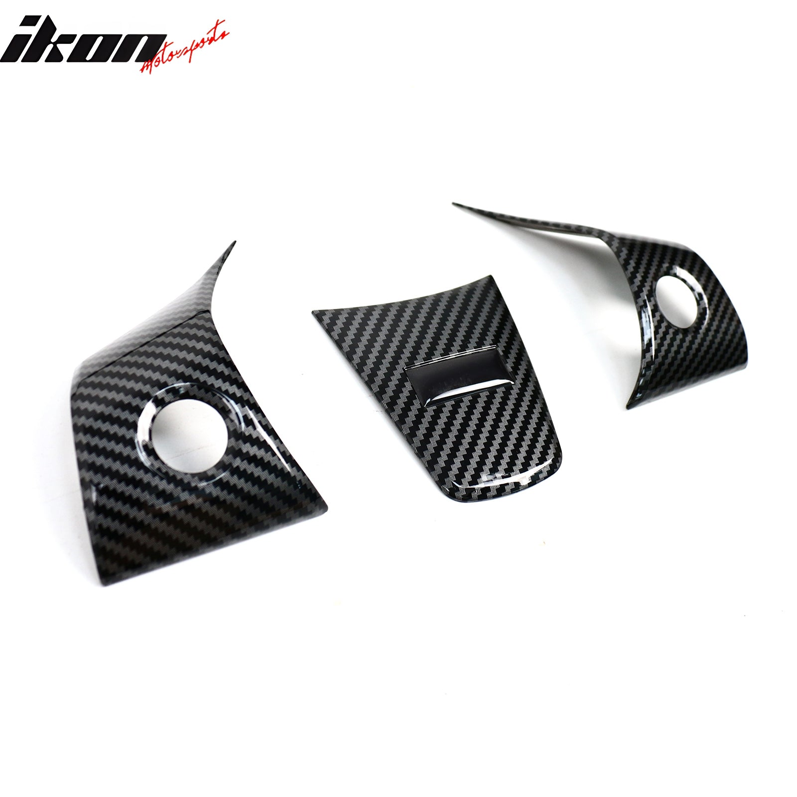 IKON MOTORSPORTS, Steering Wheel Cover Trims Compatible With 2017-2023 Tesla Model 3 & 2020-2023 Model Y, ABS 3PCS