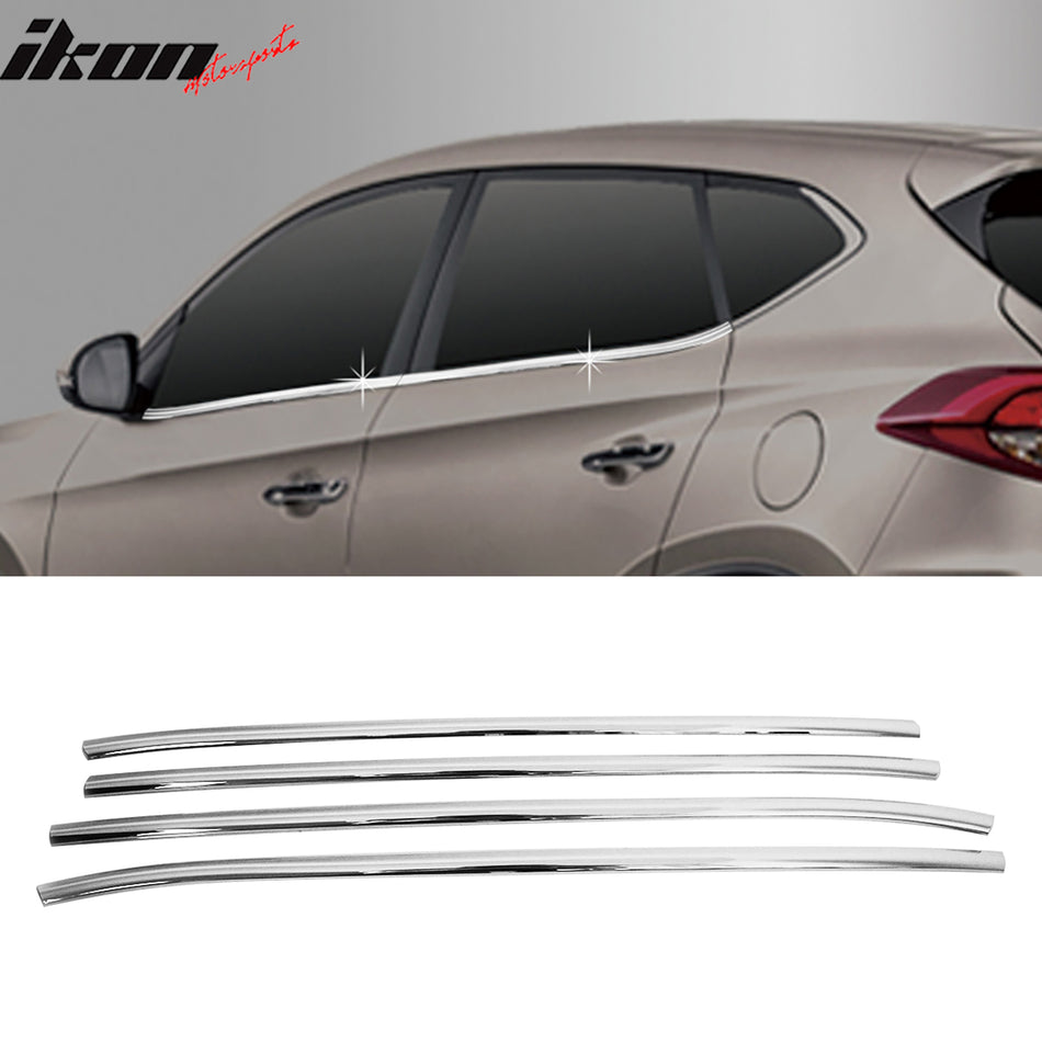 2016-2017 Hyundai Tucson Chrome 4PC Window Molding Trim Sill Seal Belt