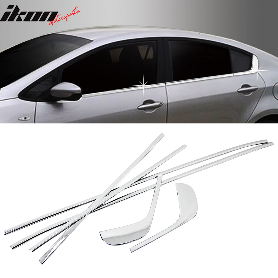 2014 Kia Forte 4-Door Chrome 4PCS Window Molding Trim Sill Seal Belt