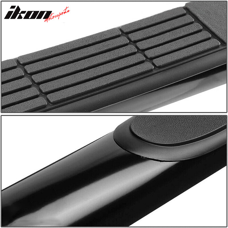 IKON MOTORSPORTS, Running Board Compatible With 1999-2016 Ford F250/350/450/550 Super Duty Regular Cab 3", Round Style Black Side Steps Bars Nerf Bar, 2000 2001 2002 2003 2004 2005 2006 2007