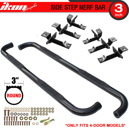 Fits 07-18 Jeep Wrangler 4 DR Black Nerf Bar Side Step Running Board Pair