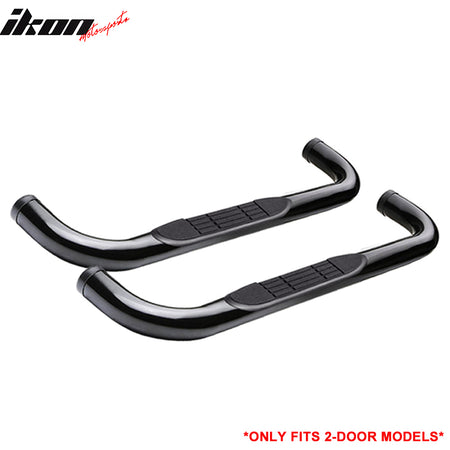 Running Board Compatible With 2007-2018 Jeep Wrangler 2DR, Side Steps Nerf Bars Rail Bars Pair by IKON MOTORSPORTS