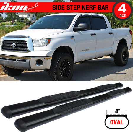 Side Step Bars Compatible With 2007-2017 Toyota Tundra Black Powder Coat Finish T304 Stainless Steel Running Boards Nerf Bars By IKON MOTORSPORTS