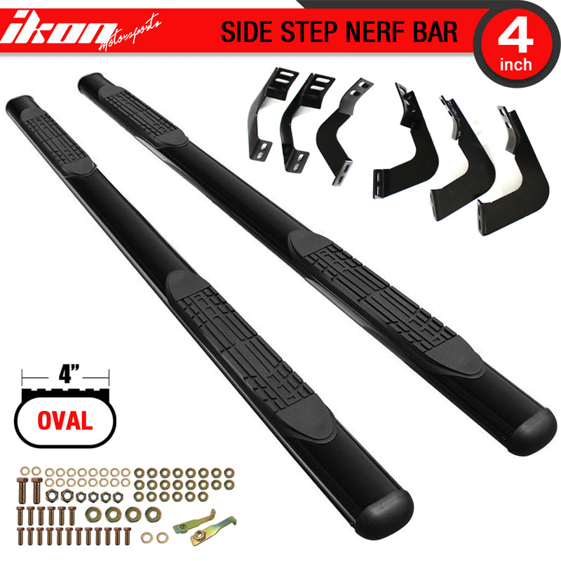 Side Step Bars Compatible With 2007-2017 Toyota Tundra Black Powder Coat Finish T304 Stainless Steel Running Boards Nerf Bars By IKON MOTORSPORTS