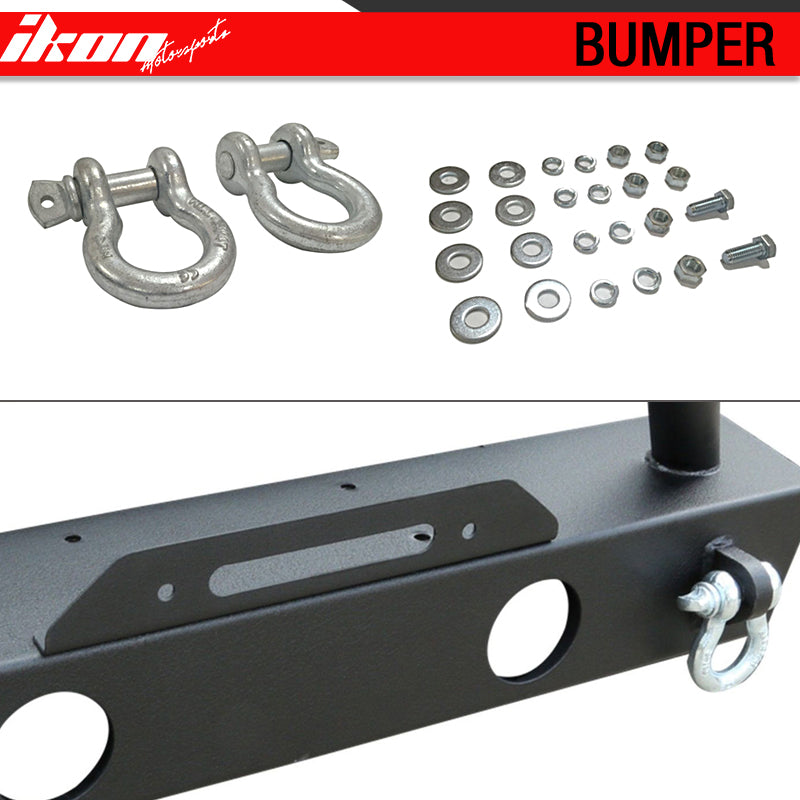 Fits 07-17 Jeep Wrangler JK Front Bumper Winch Plate W/Fog Light Housing Texture