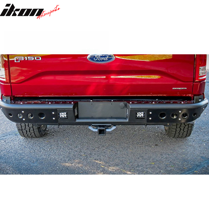 Fits 15-22 Ford F150 Rear Bumper Guard w/ LED Lights Lamp Textured Black