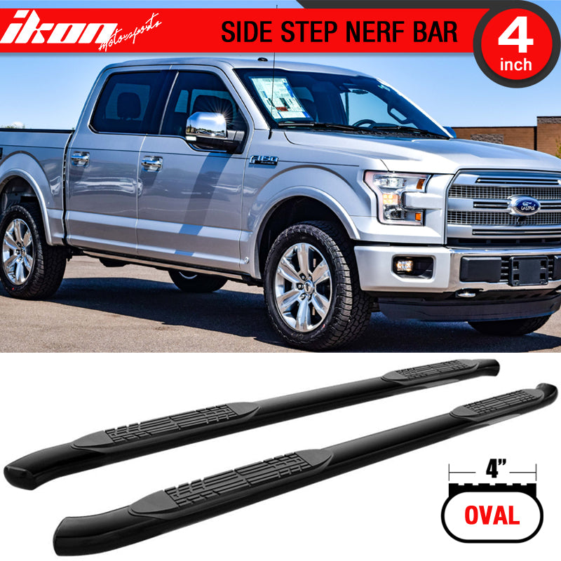 Fits 15-17 F150 Crew Cab 4 DR 4 Inch Stainless Steel Side Steps Running Boards