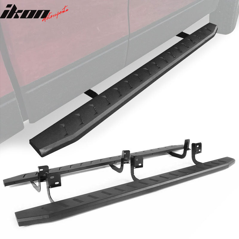 IKON MOTORSPORTS, Side Step Bar Compatible With 2007-2018 Chevy Silverado GMC Sierra Crew Cab 5" Black Steel Nerf Bar Running Board