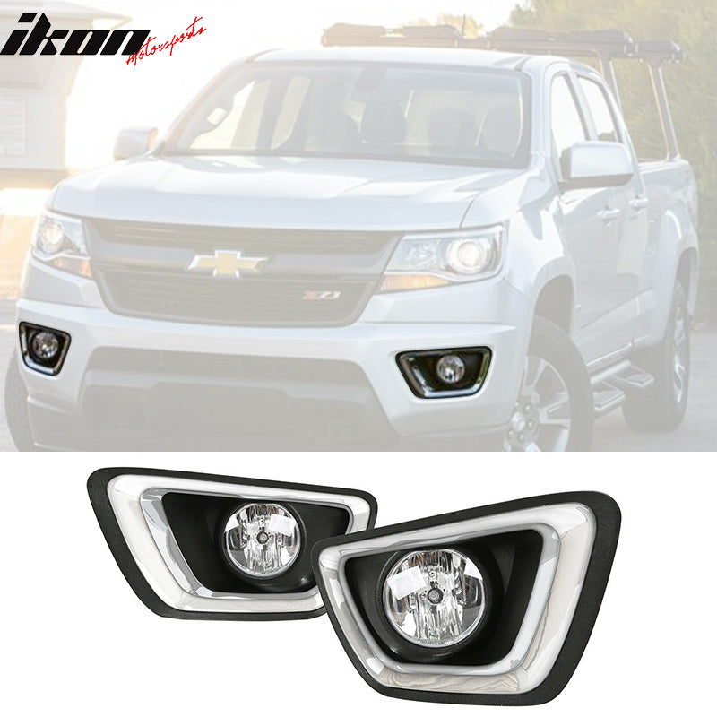 2015-2022 Chevy Colorado GMC Canyon Black Fog Lights Lamps ABS Pair