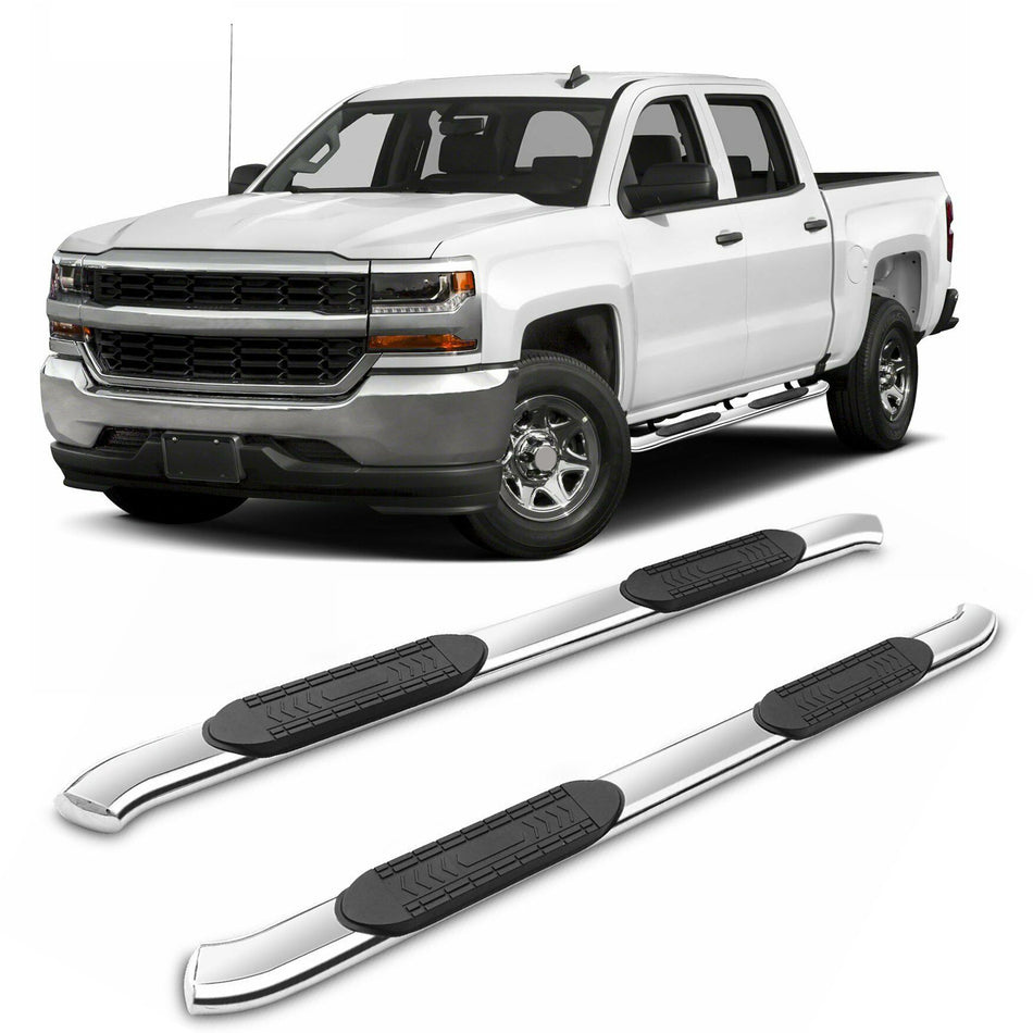 2007-2018 Chevy Silverado Crew Cab 5" Oval Running Board Stainless