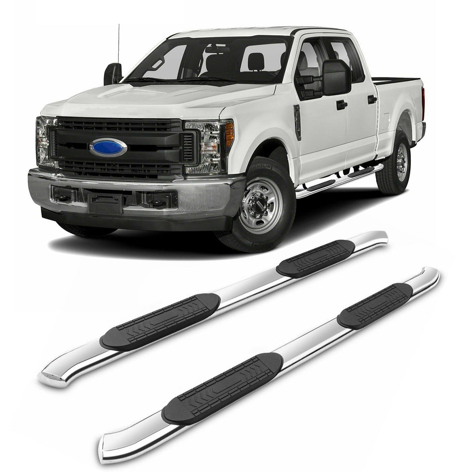 2015-2022 Ford F150 F250 Super Duty Crew Cab 5" Silver Running Boards