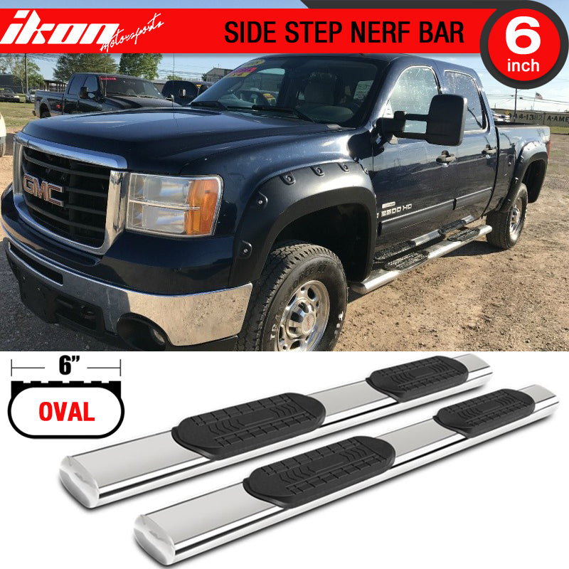 2007-2018 Chevy Silverado GMC Sierra 1500 Crew Cab 6" Running Boards