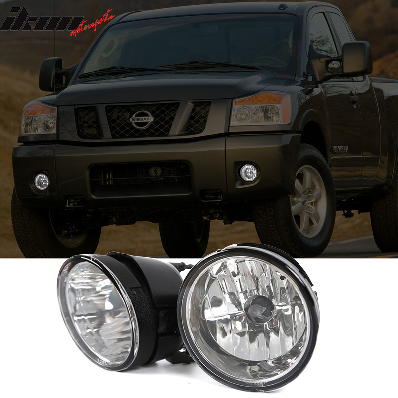 2004-2014 Nissan Titan OE Clear Chrome Fog Lights Lamps ABS Housing