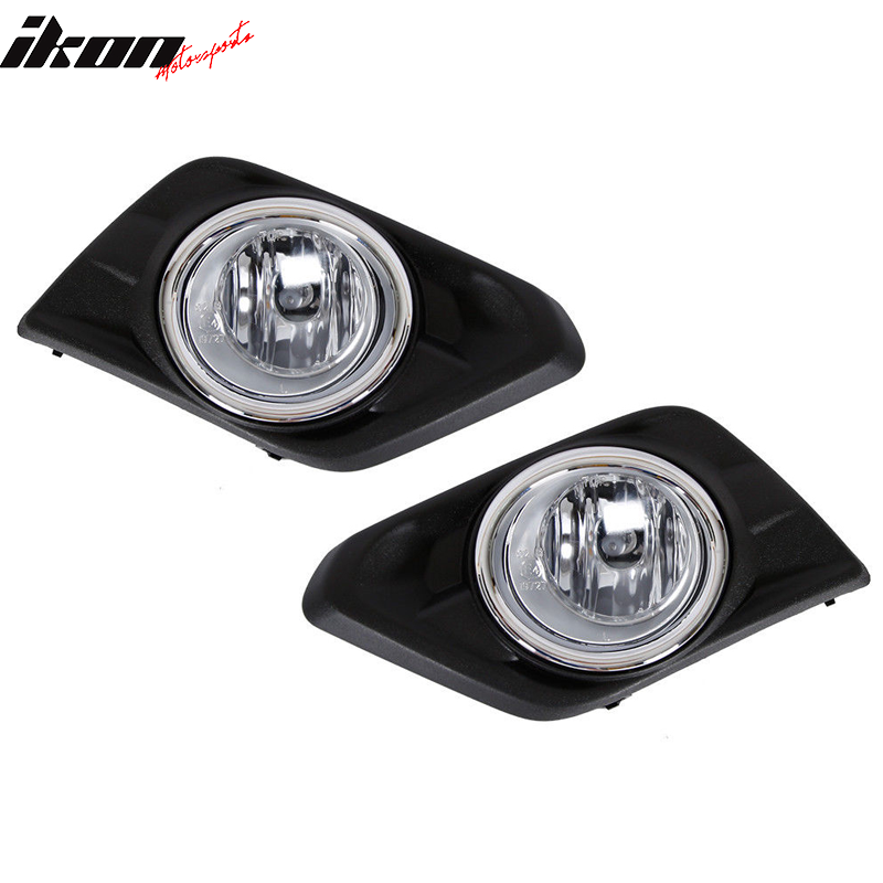 Fits 14-16 Nissan Rogue Chrome Clear Lens Fog Light Driving Lamp+Switch+Bezel