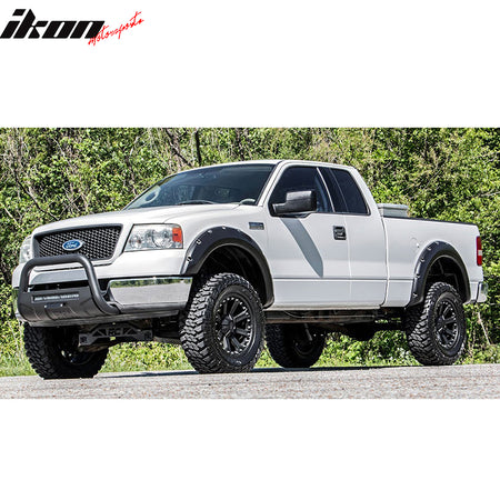 Fender Flares Compatible With 1999-2007 Ford F250/F350 HD, Pocket Style Textured Black ABS Front Rear Right Left Wheel Cover Protector Vent by IKON MOTORSPORTS