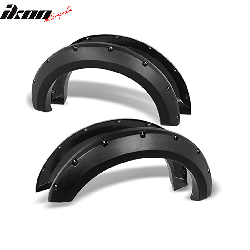 Fits 99-07 Ford F250/F350 HD Pocket Style Fender Flares Textured Black ABS