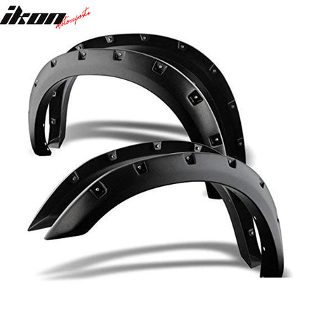 Fender Flares Compatible With 2010-2018 DODGE RAM 2500/3500, Pocket Style Textured Black ABS Front Rear Right Left Wheel Cover Protector Vent by IKON MOTORSPORTS