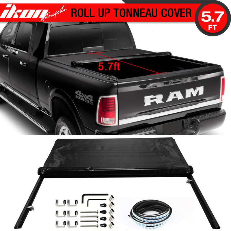 2009-2017 Dodge Ram 1500 2500 3500 5.7ft Roll Soft Tonneau Cover Vinyl