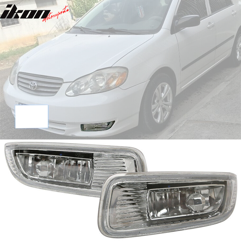 2003-2004 Toyota Corolla Clear Bumper ABS Housing Fog Lights w/ Switch