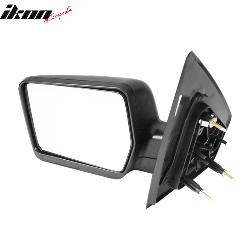 IKON MOTORSPORTS, Towing Mirrors Compatible With 2004-2008 Ford F-150, Extendable Manual Towing Mirror Driver Left Side