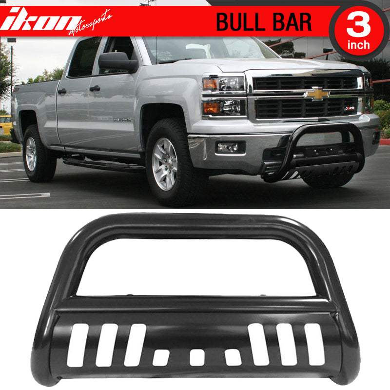 2007-2014 Silverado Sierra 2500 3500HD 3" Tublar Black Bull Bar Steel