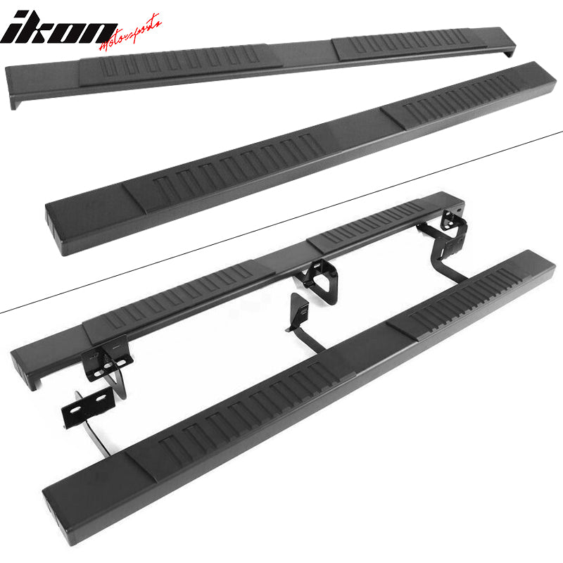 IKON MOTORSPORTS, Running Boards Compatible With 2009-2023 Dodge Ram 1500 & 10-18 Dodge Ram 2500 3500, Black Powder Coated Side Step Nerf Bars Pair Aluminum, 2011 2012 2013 2014 2015 2016