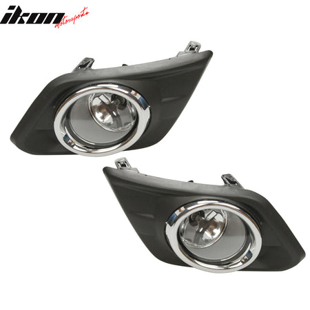 Fits 14-16 Nissan Rogue Chrome Clear Lens Fog Light Driving Lamp+Switch+Bezel