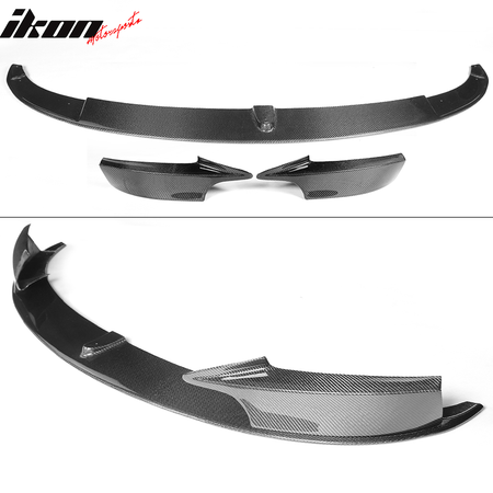 IKON MOTORSPORTS, Front Bumper Lip Splitters Compatible With 2014-2018 BMW F34 3 Series GT M-Tech M Sport, JC Style Real Carbon Fiber Front Lip Spoiler, 2015 2016 2017