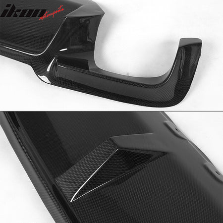 IKON MOTORSPORTS, Rear Diffuser Compatible With 2011-2016 BMW 5 Series F10 M5  , Matte Carbon Fiber 3D Style Rear Bumper Lip Spoiler Wing, 2012 2013 2014 2015