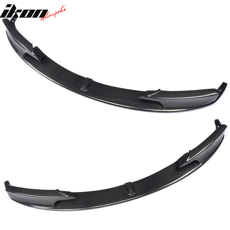 IKON MOTORSPORTS, Front Bumper Lip Compatible With 2012-2018 BMW 3 Series F30 Sedan M Sport , Matte Carbon Fiber MP Style Front Lip Spoiler Wing Chin Splitter, 2013 2014 2015 2016 2017