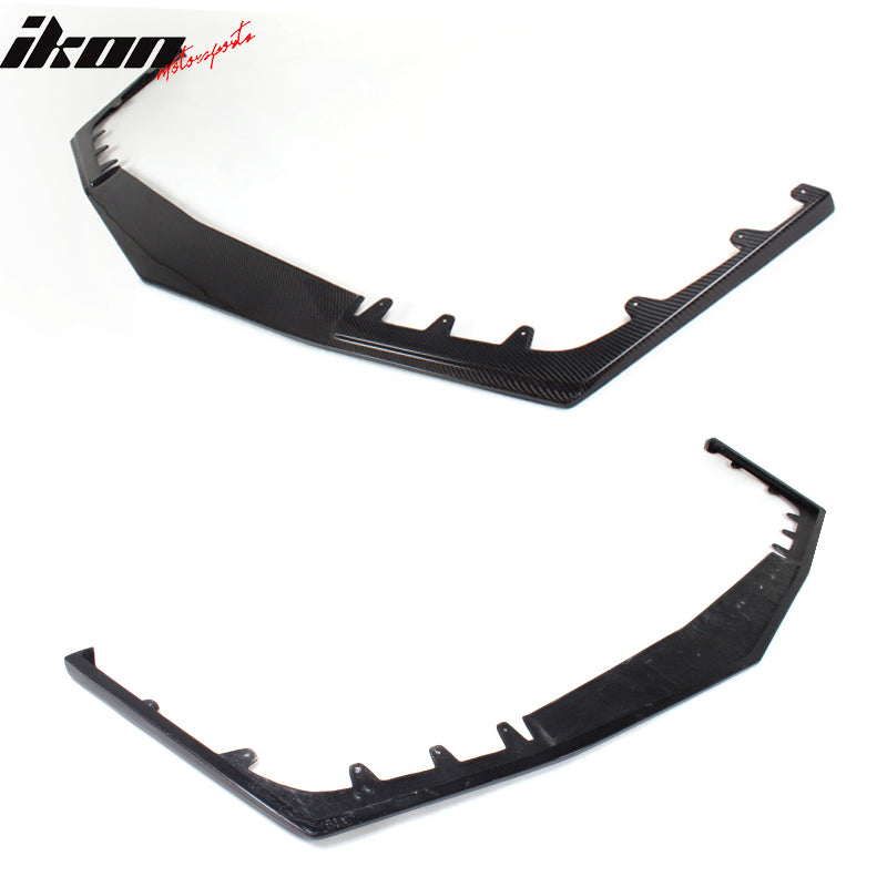 IKON MOTORSPORTS, Front Bumper Lip Compatible With 2009-2015 Cadillac CTS V Coupe & Sedan , Matte Carbon Fiber + FRP HEN Style Front Lip Spoiler Wing Chin Splitter, 2010 2011 2012 2013 2014