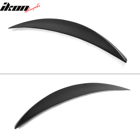 IKON MOTORSPORTS, Trunk Spoiler Compatible With 2012-2014 Maserati Gran Turismo Coupe , Matte Carbon Fiber R Style Rear Spoiler Wing, 2013