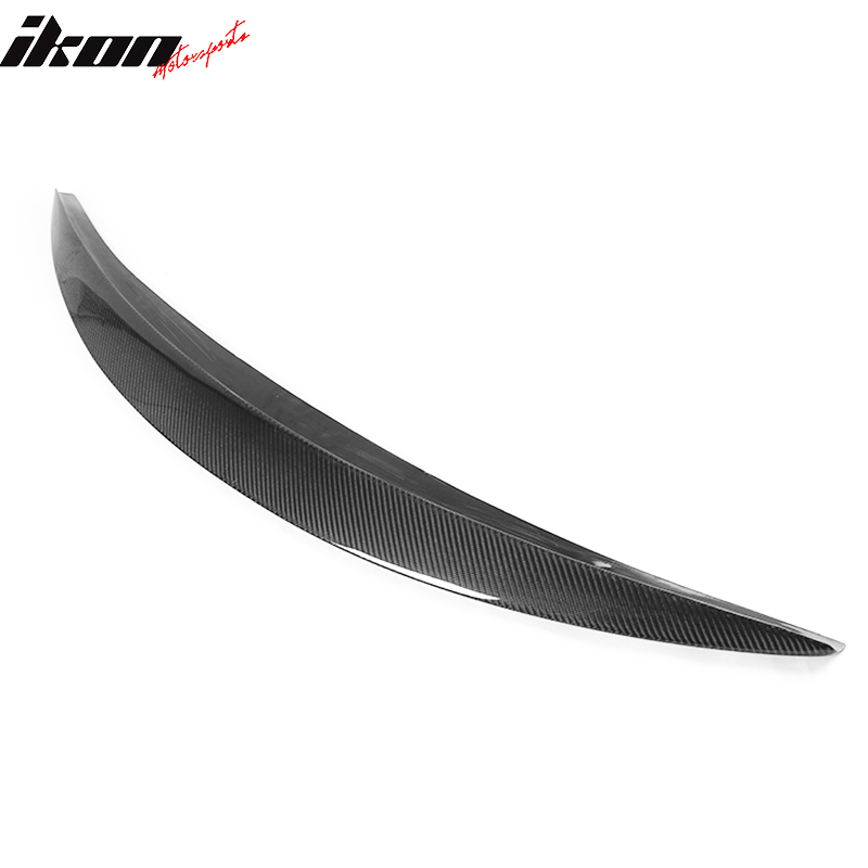 IKON MOTORSPORTS, Trunk Spoiler Compatible With 2012-2014 Maserati Gran Turismo Coupe , Matte Carbon Fiber R Style Rear Spoiler Wing, 2013