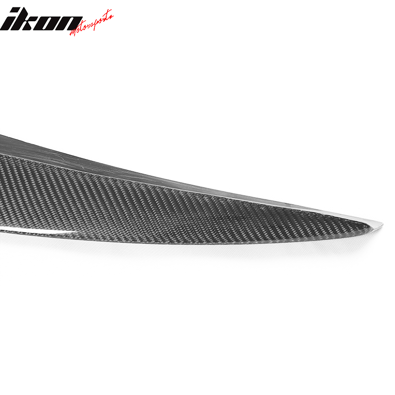 IKON MOTORSPORTS, Trunk Spoiler Compatible With 2012-2014 Maserati Gran Turismo Coupe , Matte Carbon Fiber R Style Rear Spoiler Wing, 2013