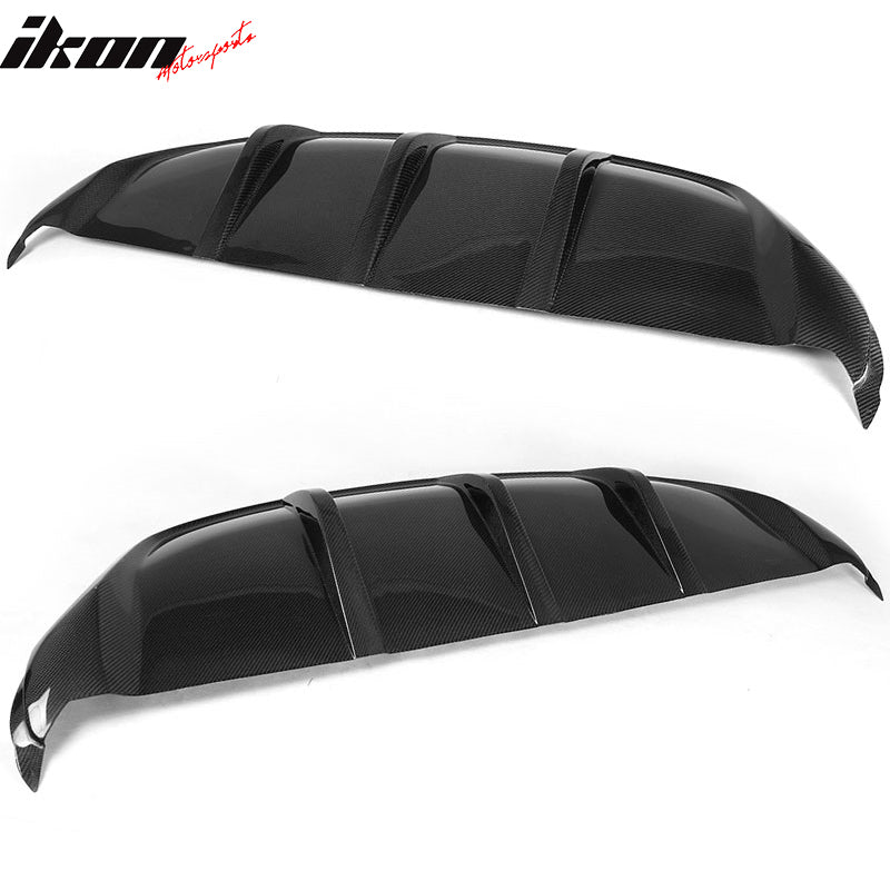 IKON MOTORSPORTS, Rear Diffuser Compatible With 2008-2014 BMW X6 E71 , Matte Carbon Fiber JC Style Rear Bumper Lip Spoiler Wing, 2009 2010 2011 2012 2013