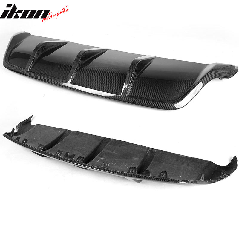 IKON MOTORSPORTS, Rear Diffuser Compatible With 2008-2014 BMW X6 E71 , Matte Carbon Fiber JC Style Rear Bumper Lip Spoiler Wing, 2009 2010 2011 2012 2013