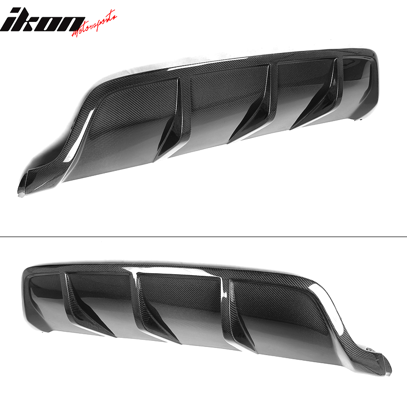 IKON MOTORSPORTS, Rear Diffuser Compatible With 2008-2014 BMW X6 E71 , Matte Carbon Fiber JC Style Rear Bumper Lip Spoiler Wing, 2009 2010 2011 2012 2013