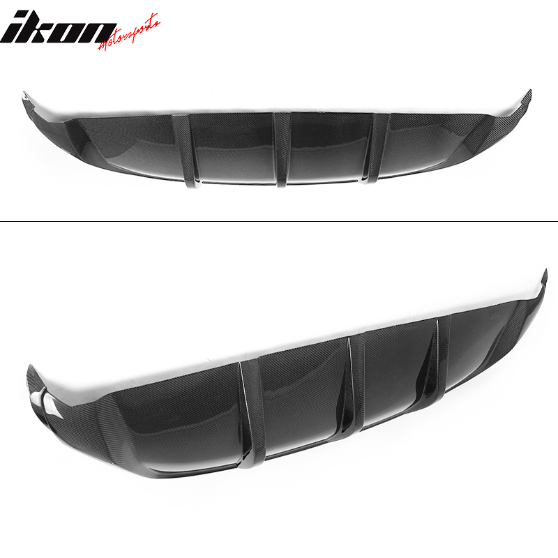 IKON MOTORSPORTS, Rear Diffuser Compatible With 2008-2014 BMW X6 E71 , Matte Carbon Fiber JC Style Rear Bumper Lip Spoiler Wing, 2009 2010 2011 2012 2013