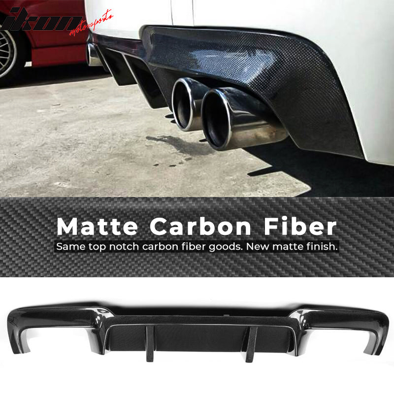 IKON MOTORSPORTS, Rear Diffuser Compatible With 2012-2016 BMW 5 Series F10 M5 , Matte Carbon Fiber DTM Style Rear Bumper Lip Spoiler Wing, 2013 2014 2015