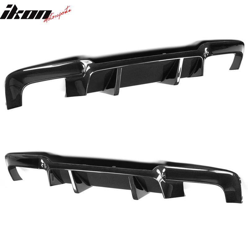 IKON MOTORSPORTS, Rear Diffuser Compatible With 2012-2016 BMW 5 Series F10 M5 , Matte Carbon Fiber DTM Style Rear Bumper Lip Spoiler Wing, 2013 2014 2015