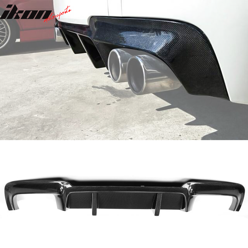 IKON MOTORSPORTS, Rear Diffuser Compatible With 2012-2016 BMW 5 Series F10 M5 , Matte Carbon Fiber DTM Style Rear Bumper Lip Spoiler Wing, 2013 2014 2015