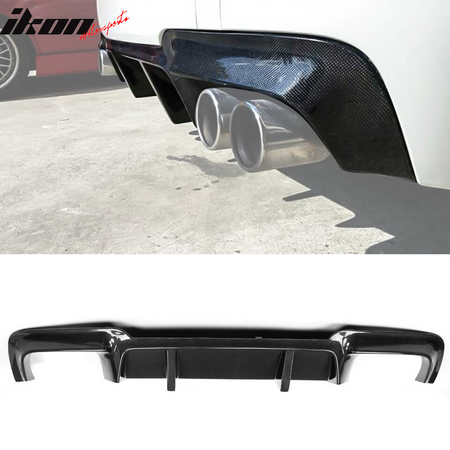 IKON MOTORSPORTS, Rear Diffuser Compatible With 2012-2016 BMW 5 Series F10 M5 , Matte Carbon Fiber DTM Style Rear Bumper Lip Spoiler Wing, 2013 2014 2015