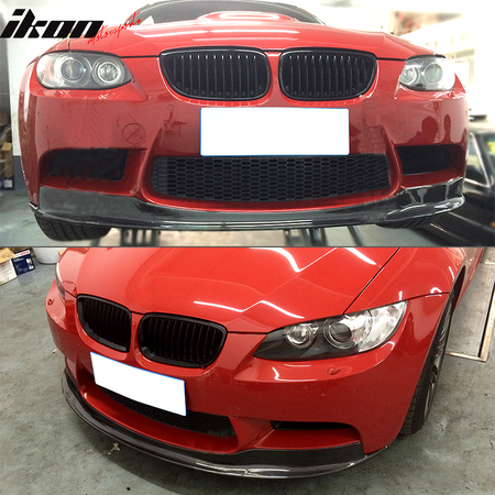 IKON MOTORSPORTS, Front Bumper Lip Compatible With 2005-2013 BMW M3 E90 E92 E93 M3, Matte Carbon Fiber AK Style Front Lip Spoiler Wing Chin Splitter, 2006 2007 2008 2009 2010 2011 2012